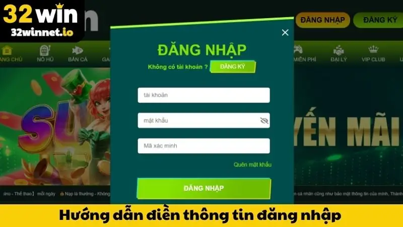 Hướng dẫn điền thông tin đăng nhập